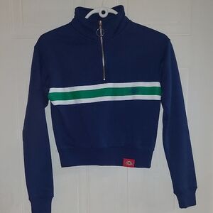 Dickies Navy and Green Stripe Turtleneck Sweater